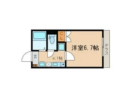 東京メトロ有楽町線 千川駅 徒歩2分 3階建 築11年(1K/1階)の間取り写真