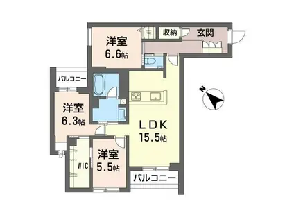 セレーノひかわ(3LDK/2階)の間取り写真