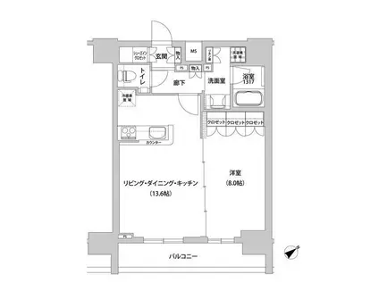 メトロステージ上野(1LDK/10階)の間取り写真