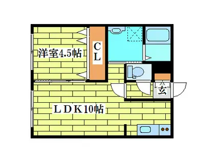 CHOU CHOU大曲II(1LDK/2階)の間取り写真