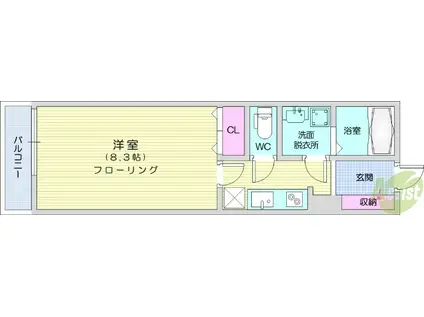 アスコット名取駅西(1K/1階)の間取り写真
