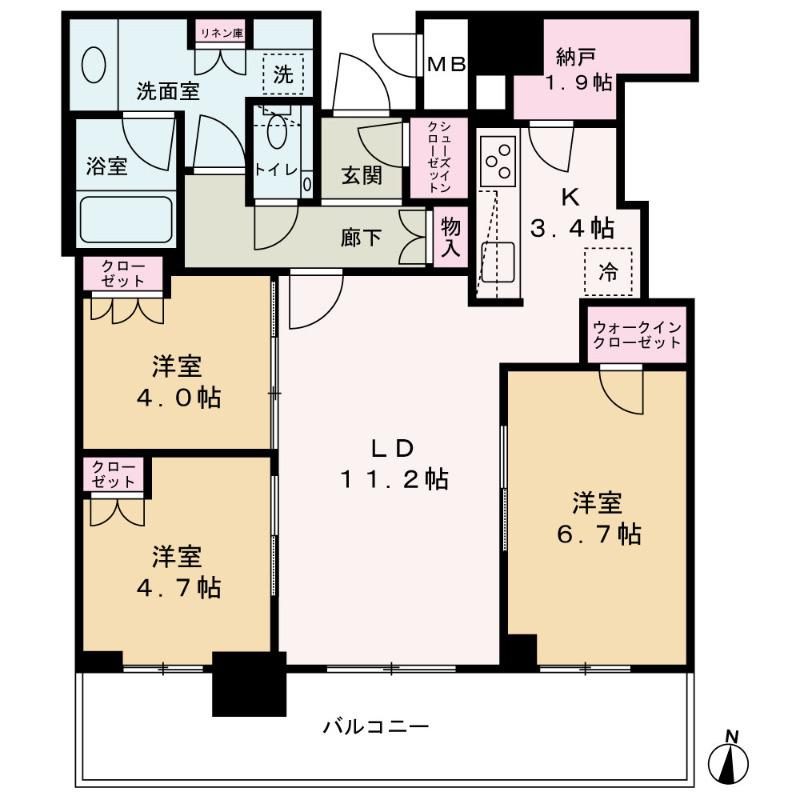 ブランズタワー梅田ノース(3LDK/36階)の間取り写真