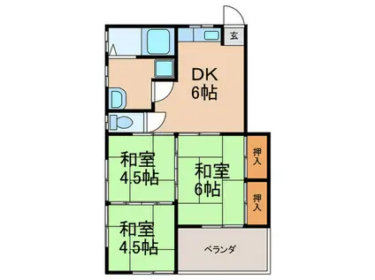 豊コーポ1(3DK/1階)の間取り写真