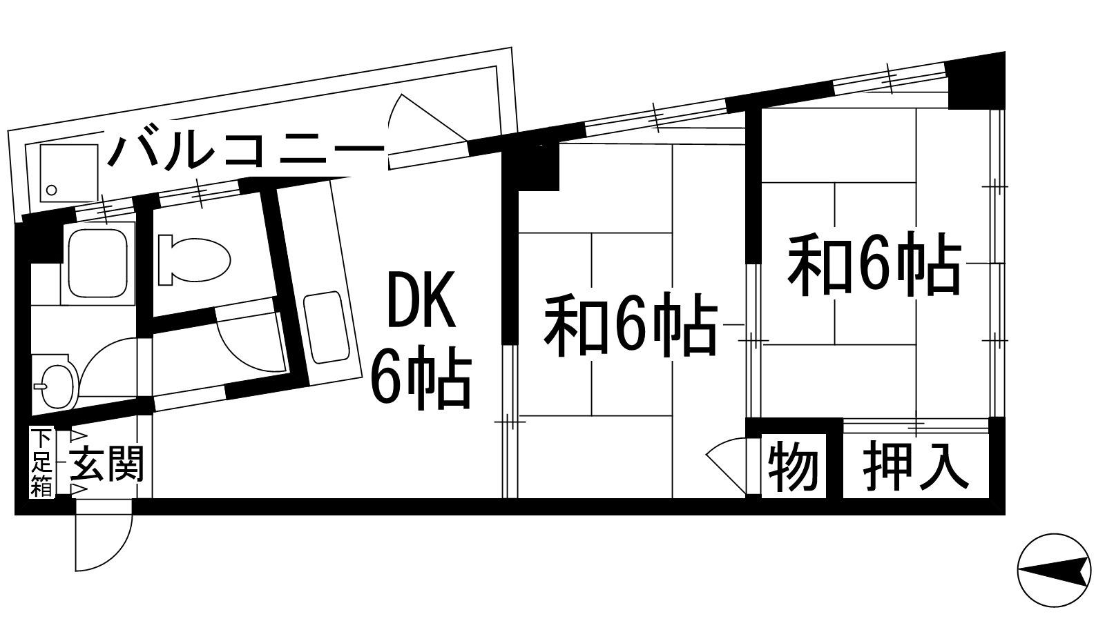 コーポ八百善(2DK/4階)の間取り写真