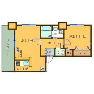 サンコート本通ガーデンヒルズ(1LDK/8階)の間取り写真