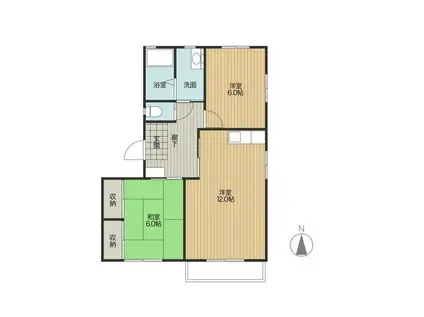 アパートメント坂(2LDK/1階)の間取り写真