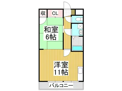 コーポ伝田(1LDK/3階)の間取り写真
