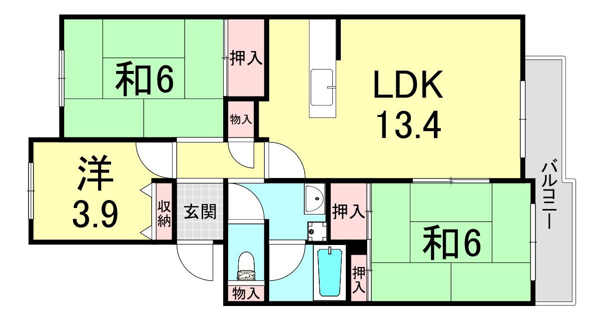 シティハイツ狩口(3LDK/4階)の間取り写真