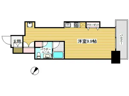 レジディア神戸磯上(1K/4階)の間取り写真