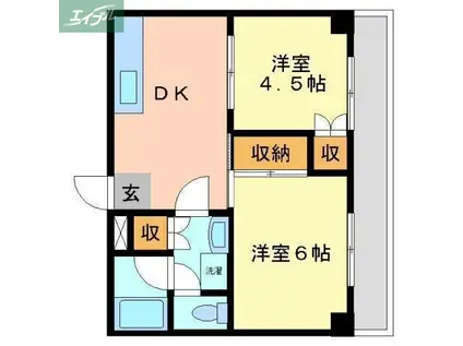 グランツ西古松II(2DK/2階)の間取り写真