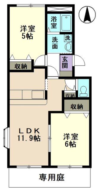 CRYSTAL(2LDK/1階)の間取り写真