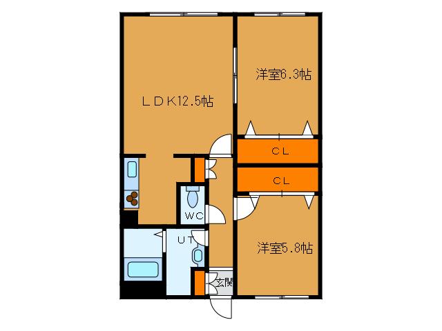 レジデンスKOUEI(2LDK/3階)の間取り写真