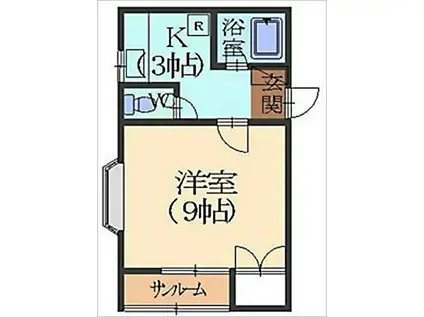 レポスあずま(1K/2階)の間取り写真