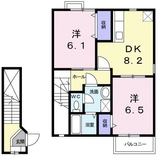 ソレアード御津(2DK/2階)の間取り写真