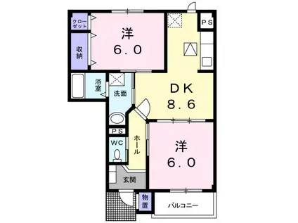 エヴァーグリーンA(2DK/1階)の間取り写真