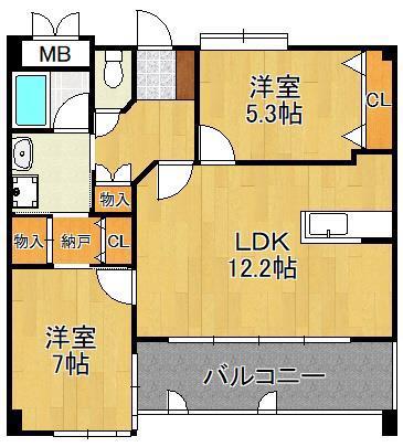 ボンボニエール(2LDK/2階)の間取り写真