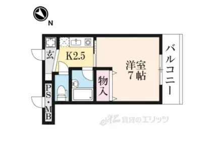 サンタウン竹鼻B棟(1K/2階)の間取り写真