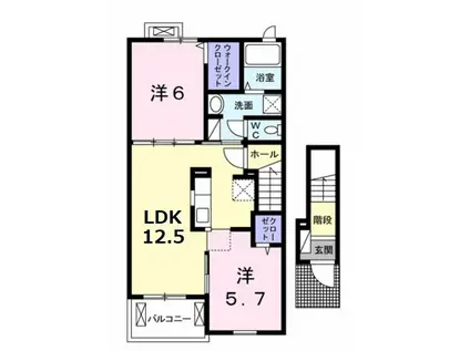 ラビアンローゼA(2LDK/2階)の間取り写真