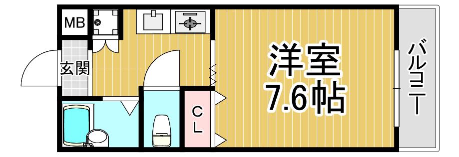エディフィシオ・エスペランサ(1K/1階)の間取り写真