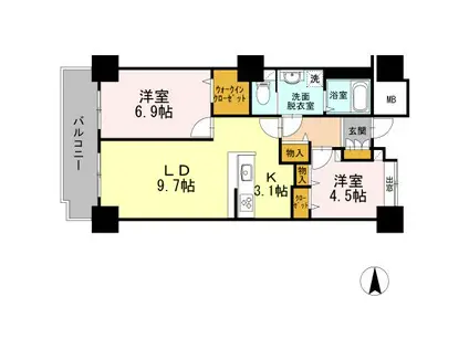 品川シーサイドビュータワーI(2LDK/26階)の間取り写真