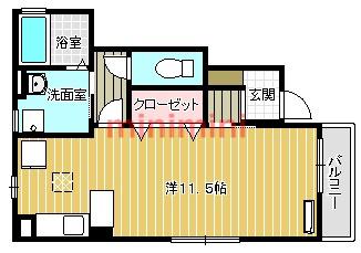 アジャート清流C棟(ワンルーム/1階)の間取り写真