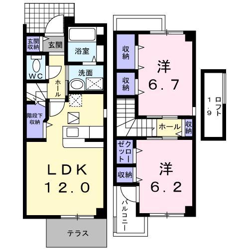 プラティークA(2LDK/1階)の間取り写真