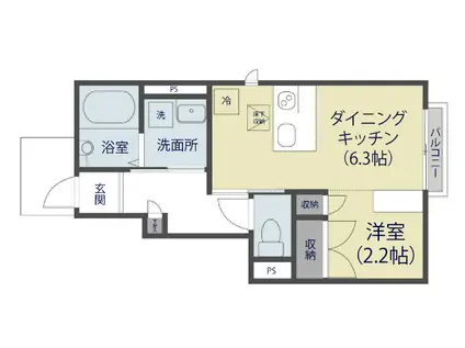 フレグランスV(1DK/1階)の間取り写真
