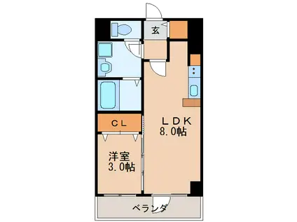 ヴェルジュコートI(1LDK/2階)の間取り写真