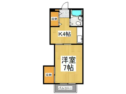 テルハイム(1K/1階)の間取り写真