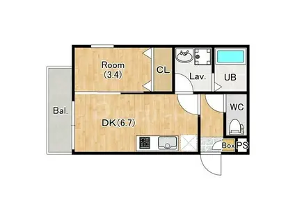 ジーメゾン大宮本郷町(1DK/3階)の間取り写真