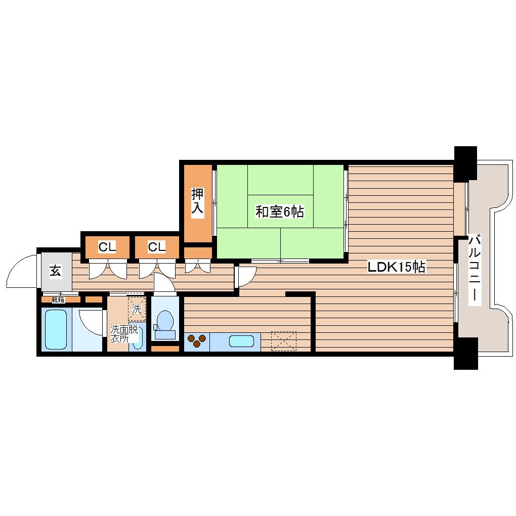 菊田参番館(1LDK/5階)の間取り写真