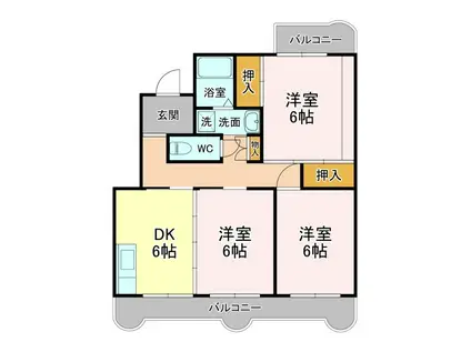 グランヴェール伏見I(3DK/3階)の間取り写真