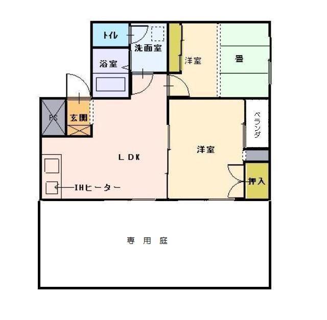 ＪＲ山陽本線 福山駅 徒歩16分 3階建 築23年(2LDK/1階)の間取り写真