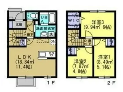 アイリーコート南小泉(3LDK/1階)の間取り写真