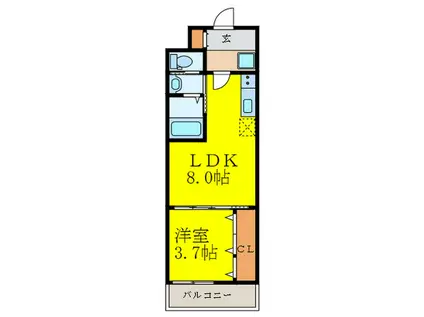 クローバーメゾン江坂(1LDK/6階)の間取り写真