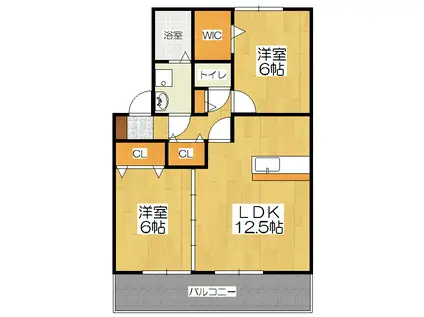 MAEDE TOWN B棟(2LDK/1階)の間取り写真