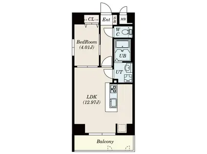 古出来エンブルコート(1LDK/4階)の間取り写真