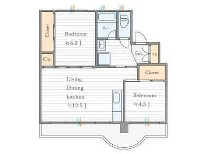 スカイクレスト名川II(2LDK/1階)の間取り写真