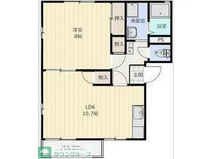 ロジュマンC(1LDK/2階)の間取り写真