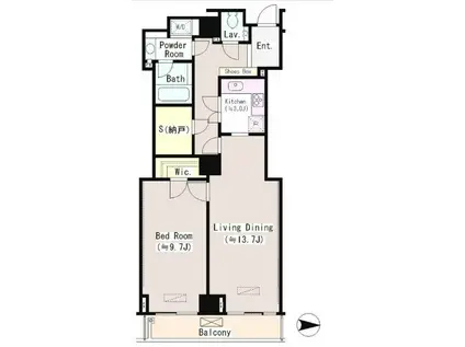 恵比寿ガーデンテラス弐番館(1LDK/11階)の間取り写真