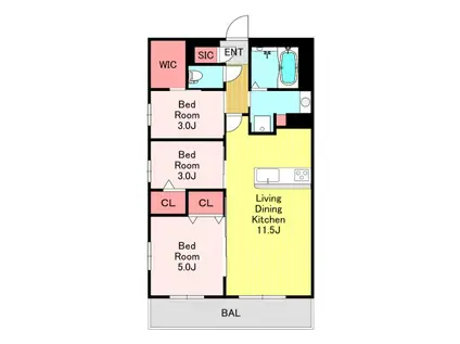 S-RESIDENCE HIGASHIURAWA AGUA(3LDK/6階)の間取り写真