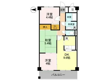 ベルファーレ ヤブウチ(3DK/3階)の間取り写真