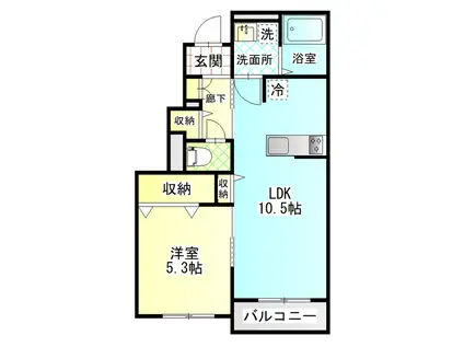 VILLA KAKIHI 宮ノ上(1LDK/1階)の間取り写真