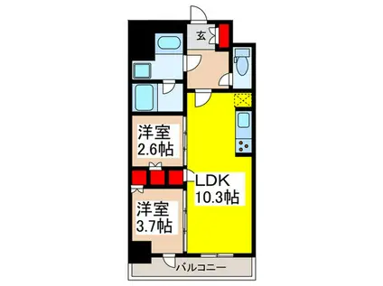 プラウドフラット日本橋馬喰町(2LDK/5階)の間取り写真