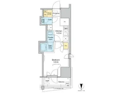 プラウドフラット四谷三丁目(1K/4階)の間取り写真