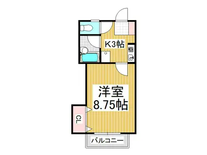 フジハイツ(1K/2階)の間取り写真