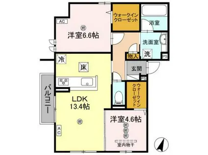 OLIVE GARDEN 府中(2LDK/1階)の間取り写真