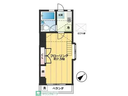 カーサビアンカIII(1K/2階)の間取り写真