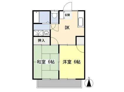ハイツシガールC棟(2DK/2階)の間取り写真