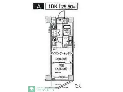 スパシエ幡ヶ谷(1DK/4階)の間取り写真